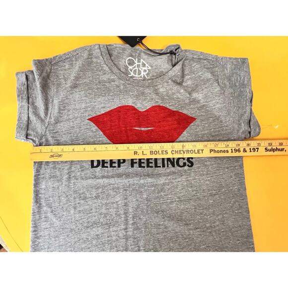 NWT Chaser Deep Feeling Short Sleeve Crew Neck Graphic T-Shirt Heather Gray S - Picture 8 of 8